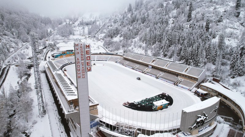 Medeu Skating Rink in winter