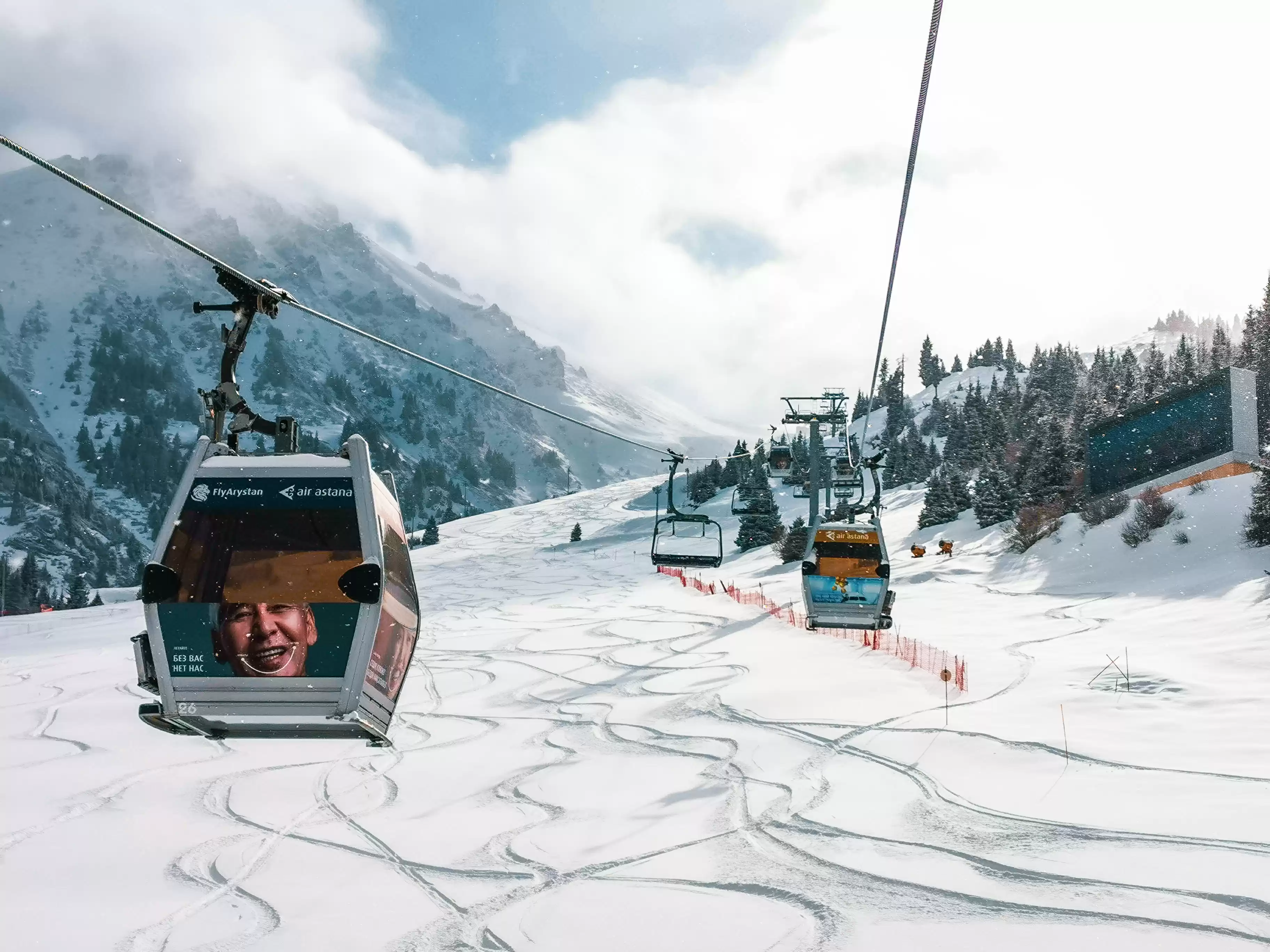 Cable car at Shymbulak Ski Resort