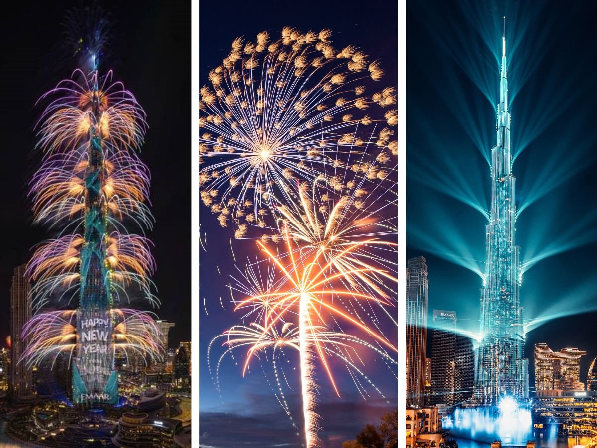 Spectacular New Year's Eve fireworks display at Burj Khalifa