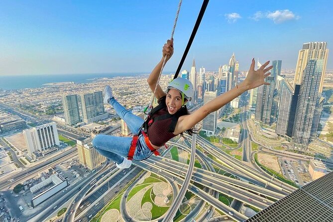 View of Dubai skyline during Sky Views Edge Walk