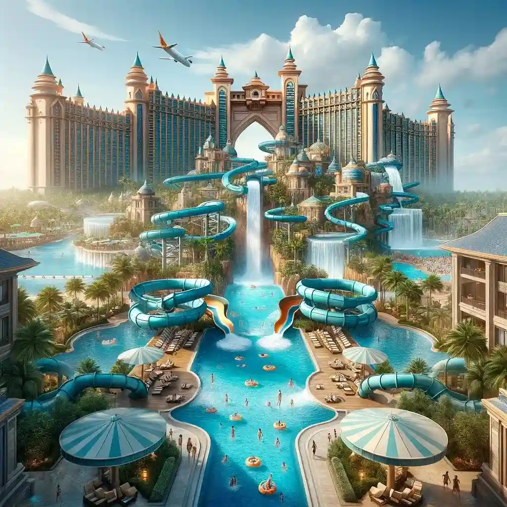 Water slides and attractions at Atlantis Aquaventure waterpark