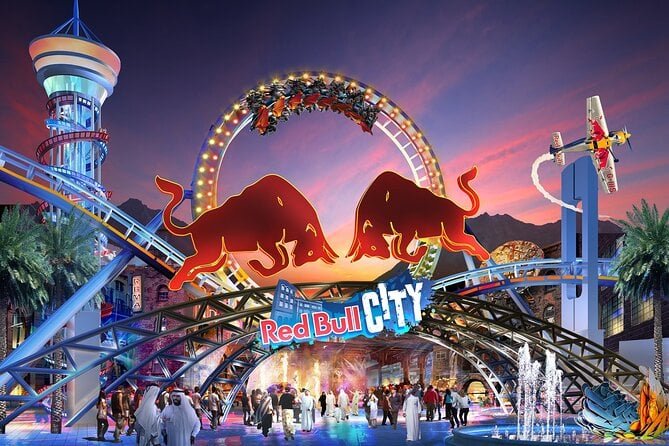 Rollercoaster and attractions at Dubai Parks and Resorts