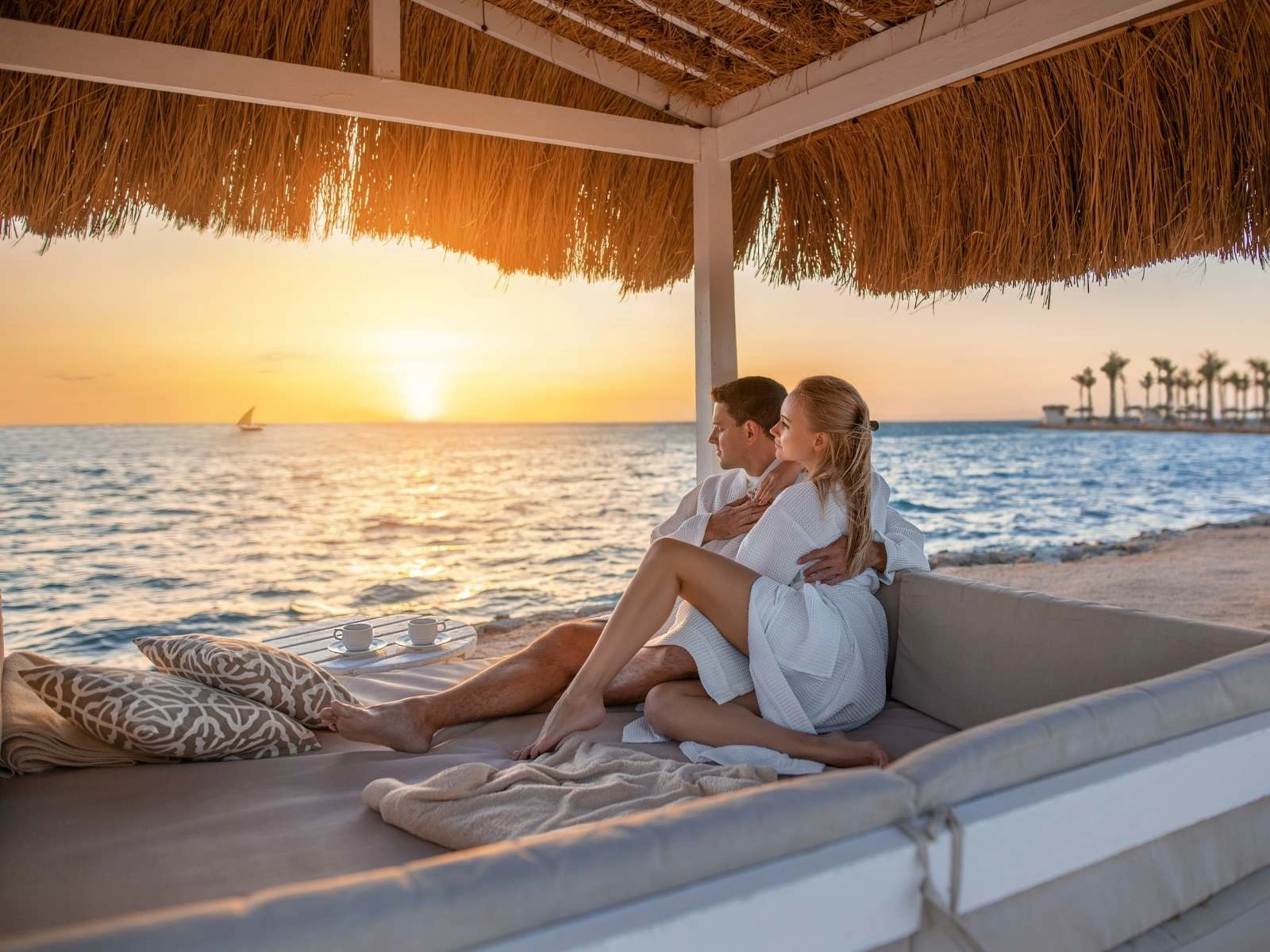 Romantic honeymoon couple in Dubai luxury resort